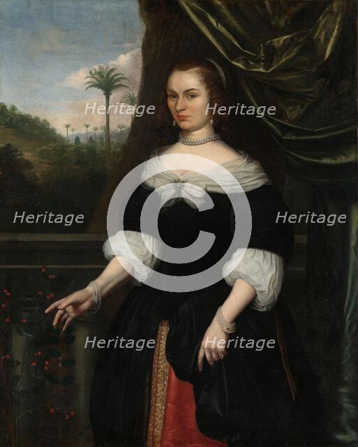 Portrait of Dina Lems, Wife of Jan Valckenburgh, c.1660. Creator: Daniel Vertangen.