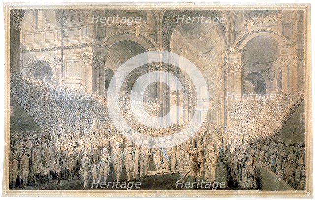 Service of thanksgiving in St Paul's Cathedral, City of London, 1789.                    Artist: Anon