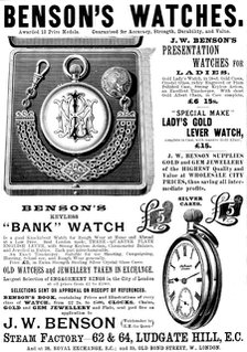 Advertisement for Benson's Watches, 1895. Creator: Unknown.