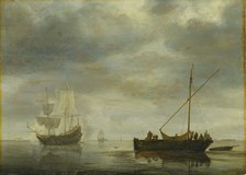 Single-Master and Frigate Firing Salute on a Calm Sea, c1645-1648. Creator: Simon de Vlieger.