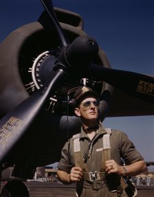 Lieutenant "Mike" Hunter, Army pilot assigned to Douglas Aircraft Company, Long Beach, Calif., 1942. Creator: Alfred T Palmer.