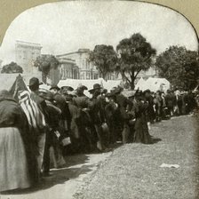 'Forming bread line at Jefferson Square', 1906.  Creator: Unknown.