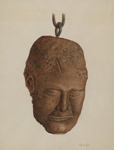 Carved Wooden Head, c. 1940. Creator: Cornelius Christoffels.