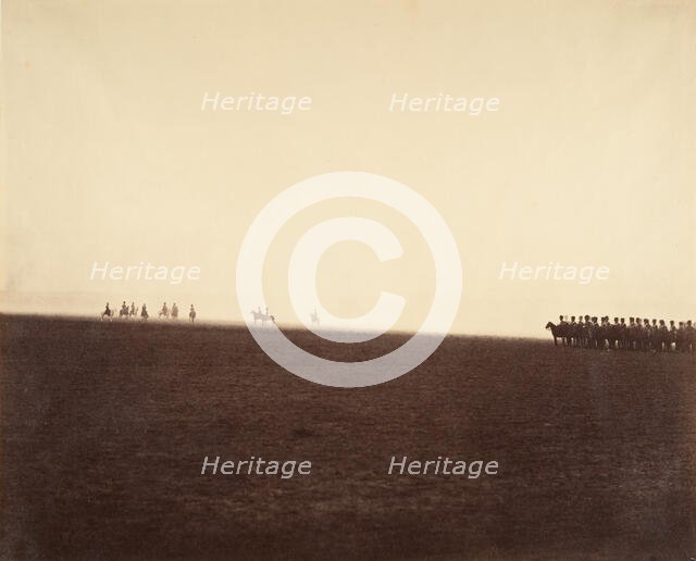 [Cavalry Maneuvers, Camp de Châlons], 1857. Creator: Gustave Le Gray.