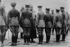 Kaiser giving iron cross to aviators, between 1914 and c1915. Creator: Bain News Service.