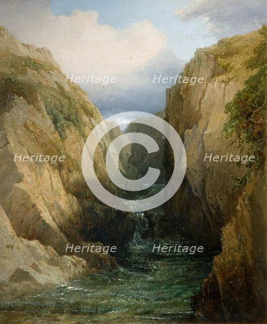Gorge And River In Ireland, 1860. Creator: Thomas Baker.