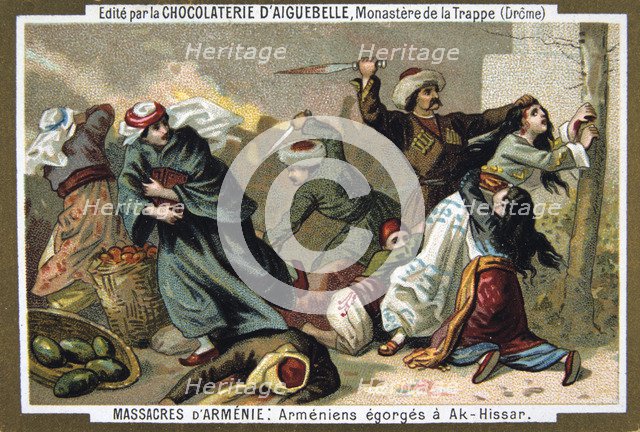 Armenians have their throats cut at Ak-Hissar, 1895. Artist: Unknown