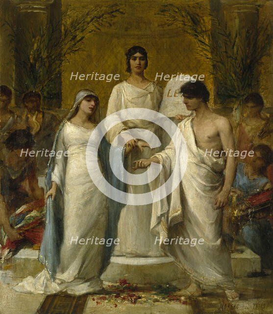 Sketch for the salle des mariages...of the town hall in the 2nd arrondissement: Marriage, 1880. Creator: Moreau De Tours.