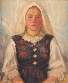 Girl in folk costume, 1946-1947. Creator: Stefan Polkorab.