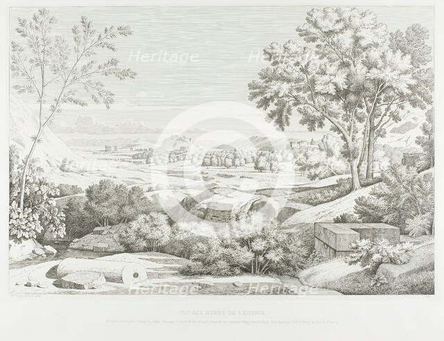 View from the Banks of the Illisós: Mountains of the Argolid, Temple of Olympic Jupiter, t..., 1846. Creator: Theodore Caruelle d'Aligny.