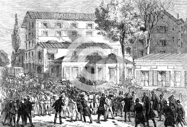 A strike of workmen in Paris, 1870. Creator: Unknown.