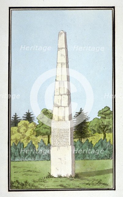 Obelisk erected on Brockley Hill, possibly in Lewisham, London, c1795.              Artist: Anon