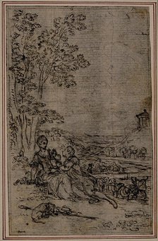 Study for Vignette in Fontanelle's (attr.) "Les Amours de Mirtil", Canto I, c. 1761. Creator: Hubert Francois Gravelot.