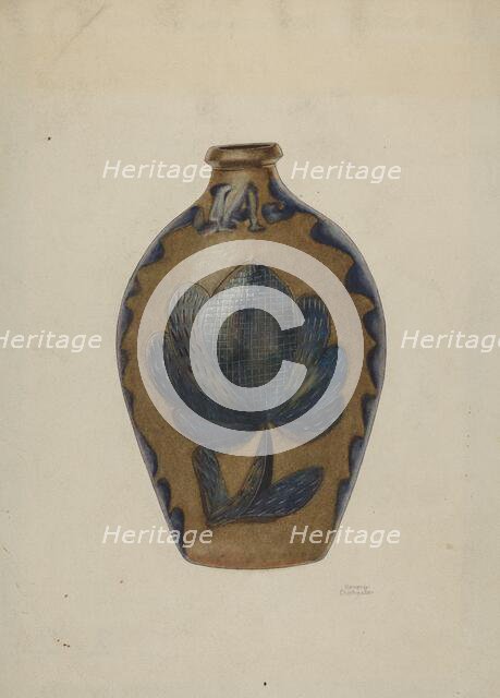Pa. German Stoneware Flask, c. 1940. Creator: Beverly Chichester.
