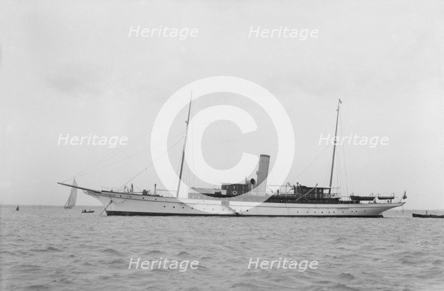 Steam yacht at anchor. Creator: Kirk & Sons of Cowes.