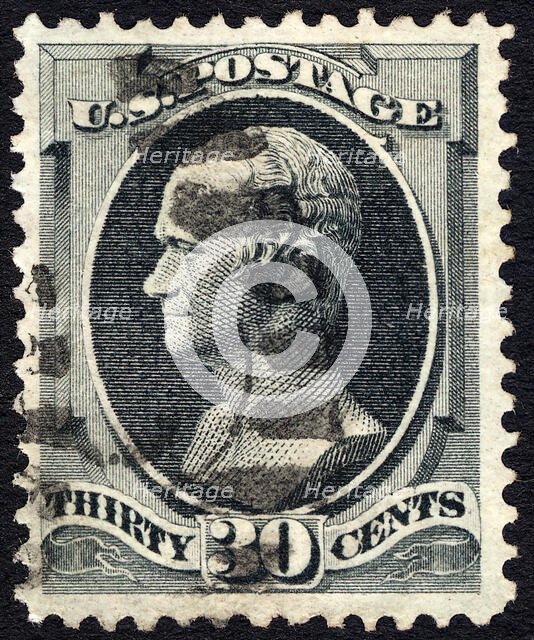 30c Alexander Hamilton single, 1870. Creator: Unknown.