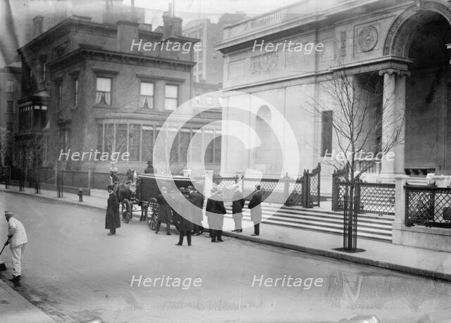 J.P. Morgan's body taken from his library, between c1910 and c1915. Creator: Bain News Service.