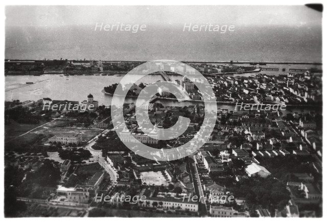 Aerial view of Recife, Brazil, from a Zeppelin, 1930 (1933). Artist: Unknown