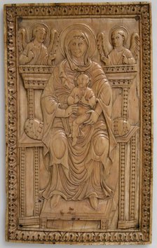 Plaque with Enthroned Virgin and Child, Carolingian, 850-875. Creator: Unknown.