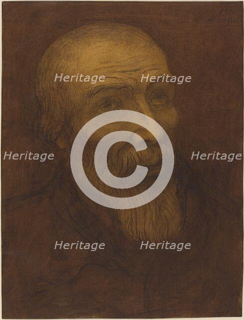 Head of a Bald Man with a Beard, 1906. Creator: Alphonse Legros.