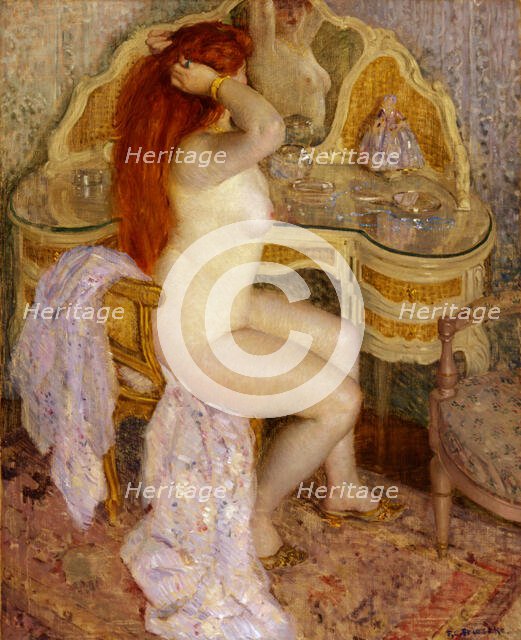 Nude Seated at Her Dressing Table, 1909. Creator: Frederick Carl Frieseke.