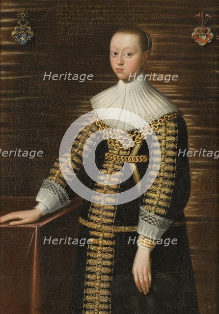 Unknown woman with the Gyllenstierna and Eka arms, early 17th century. Creator: Anon.