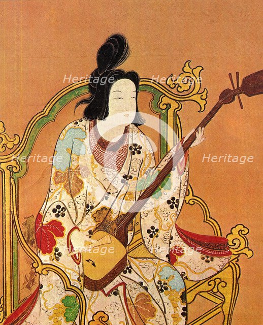 A Girl Playing a Shamisen, second half of the 17th century.  Creator: Anonymous.