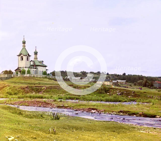 Church of Sts. Zosima and Savvatii of Solovki (?) in the village of Uslanka, Olonets Province, 1909. Creator: Sergey Mikhaylovich Prokudin-Gorsky.