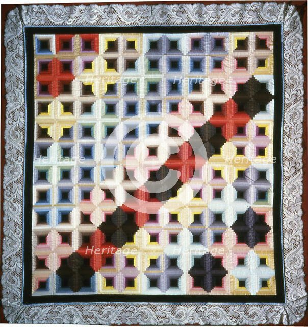 Bedcover (Log Cabin Quilt), United States, 1875/1900. Creator: Unknown.