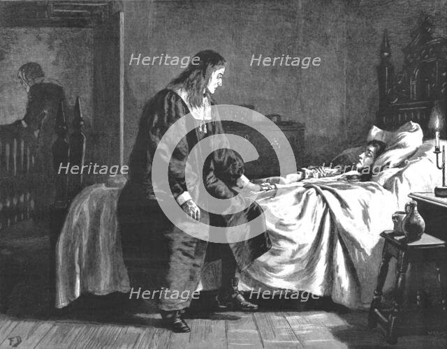 ''"Urith: A Tale of Dartmoor", By S. Baring Gould, M. A.; "She was quieter, lying with eye's closed, Creator: Frank Dadd.