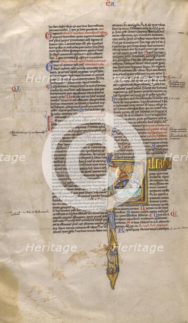 A Young Man and Woman Eating; Decretum, about 1170-1180. Creator: Unknown.