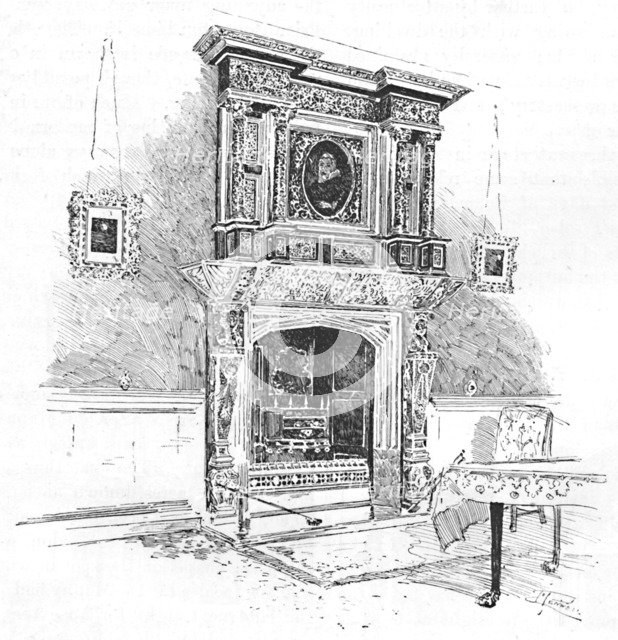 'Old Charterhouse: Mantelpiece in the Master's Lodge', 1886. Artist: Joseph Pennell.