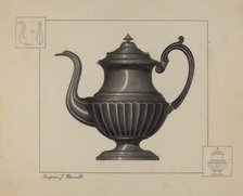 Pewter Coffee Pot, c. 1936. Creator: Eugene Barrell.