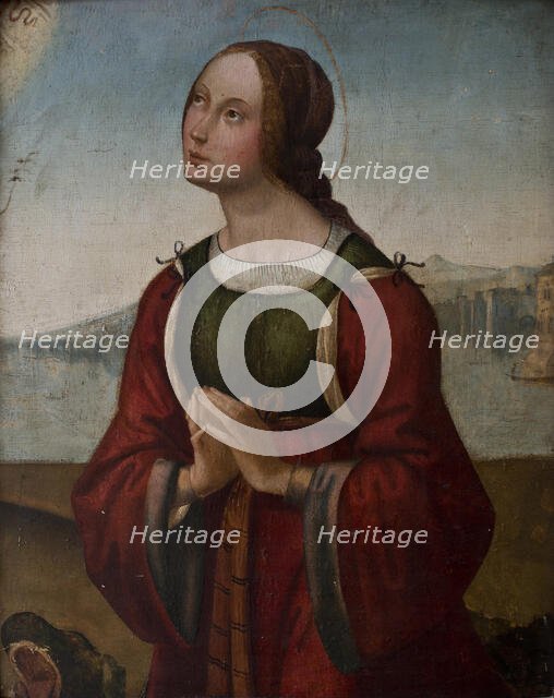 Saint Margaret in prayer, Early16th century. Creator: Costa, Lorenzo (1460-1535).
