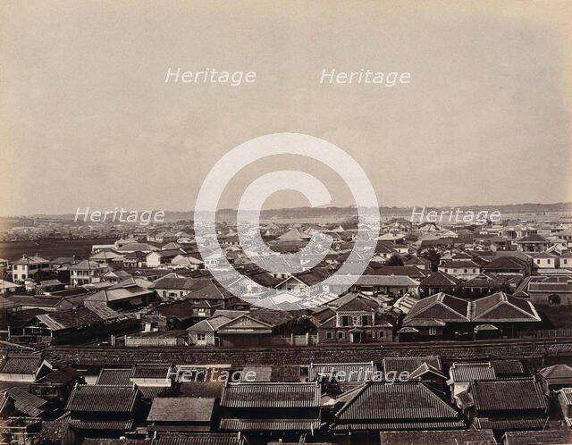 Yokohama, Japan: panoramic view of Yokohama town, looking towards the harbour, c1873. Creator: William Pryor Floyd.