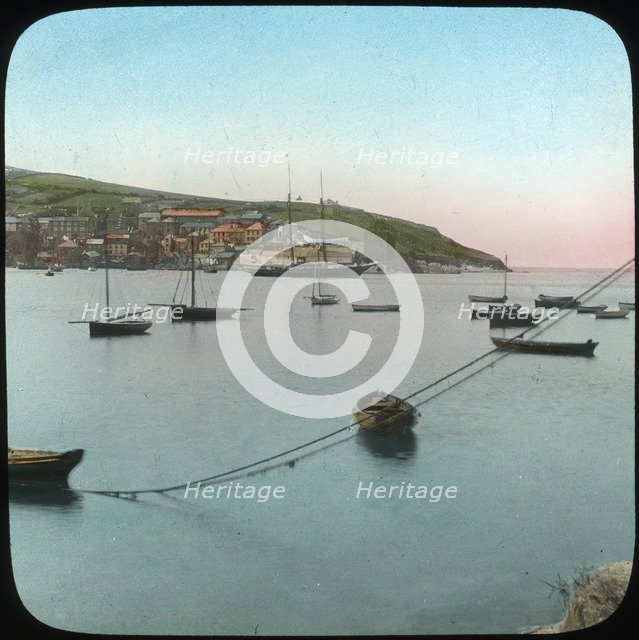 Polruan from Fowey, Cornwall, late 19th or early 20th century.  Artist: Church Army Lantern Department