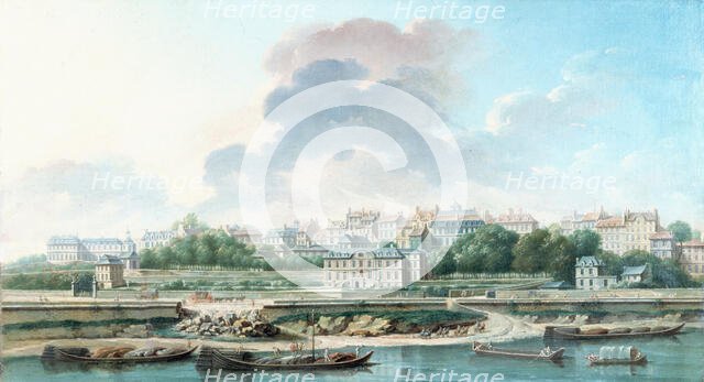 The Quay and Village of Passy, ??seen from the left bank, 1757. Creator: Nicolas Raguenet.
