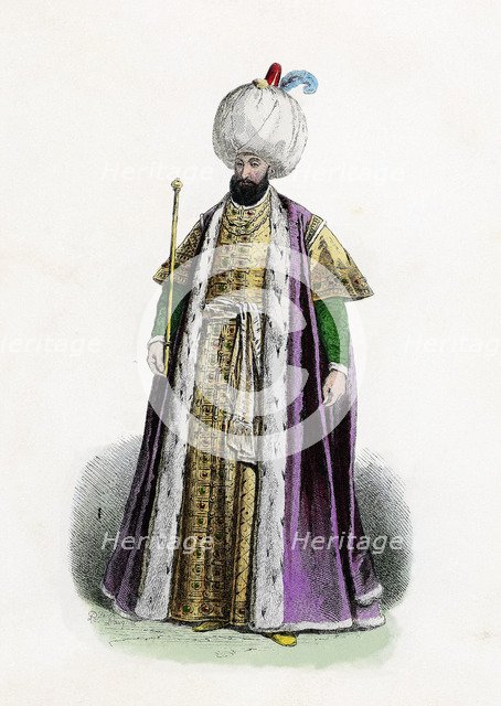 Selim II or Salim II (1524-1574). Ottoman Sultan, engraving, 1870.