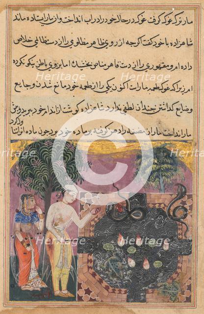 Page from Tales of a Parrot (Tuti-nama): Eighteenth night: The prince…, c. 1560. Creator: Unknown.