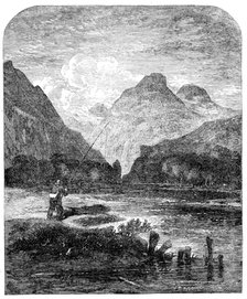 Freshwater fishes: angling on the Echaig, near Kilmun, [Scotland], 1862. Creator: Mason Jackson.