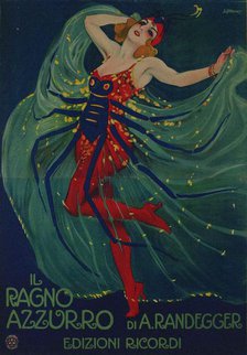 Il Ragno Azzurro (The Blue Spider) by Alberto Iginio Randegger , 1916. Creator: Metlicovitz, Leopoldo (1868-1944).