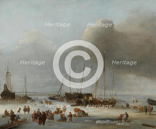 Ice-skating on the Eastern Docks of Amsterdam, Second Half of the 17th cen.. Creator: Dubbels, Hendrick Jacobsz. (1621-1707).