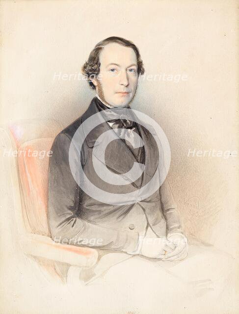 Men's portrait, 1850. Creator: Wenzel Schranil.