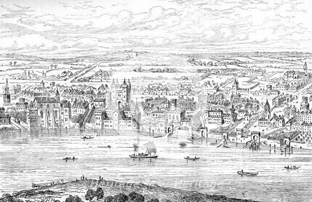 London from Temple Bar to Charing Cross, 1543 (1897) Artist: Anthonis van den Wyngaerde.