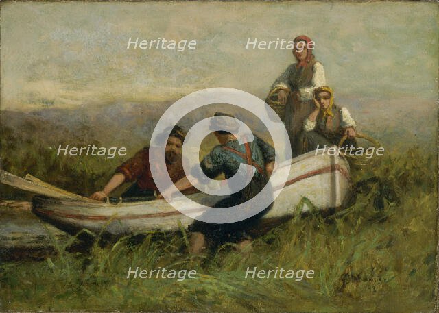 People Near Boat, 1893. Creator: Edward Mitchell Bannister.