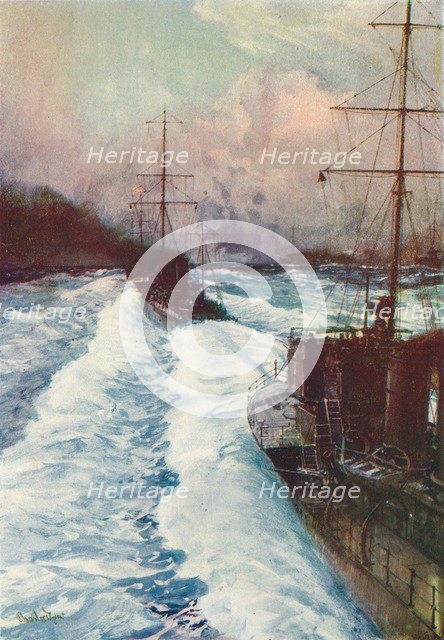 'The Hornets of the Seas. Destroyers at Speed', c1917 (1919). Artist: Charles Dixon.