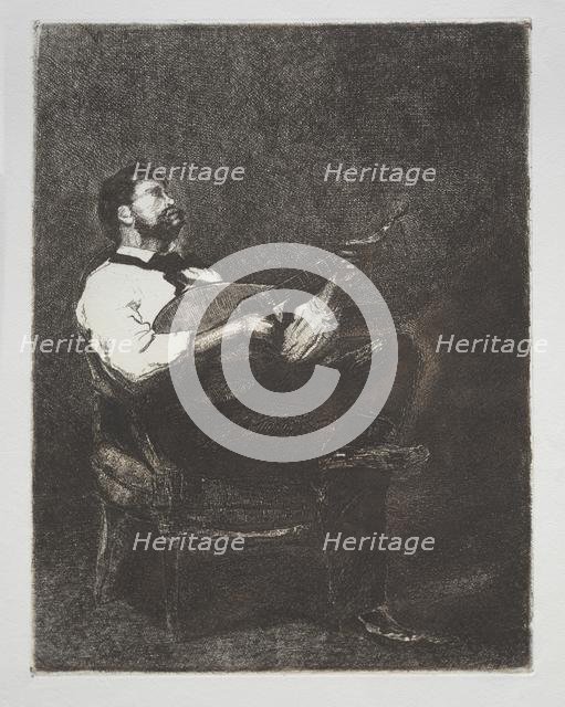 Guitar Player, 1861. Creator: François Bonvin (French, 1817-1887).