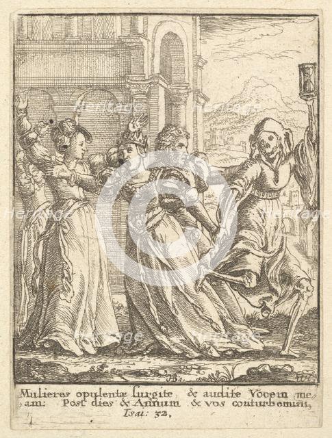 Queen, from the Dance of Death, 1651. Creator: Wenceslaus Hollar.