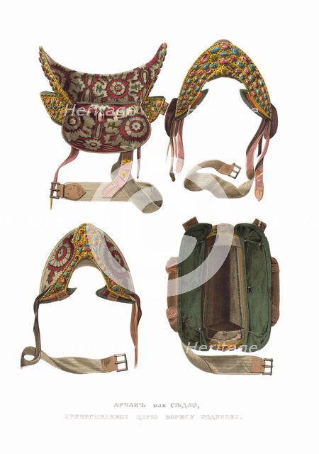 Saddle of Tsar Boris Godunov. From the Antiquities of the Russian State, 1849-1853. Creator: Solntsev, Fyodor Grigoryevich (1801-1892).
