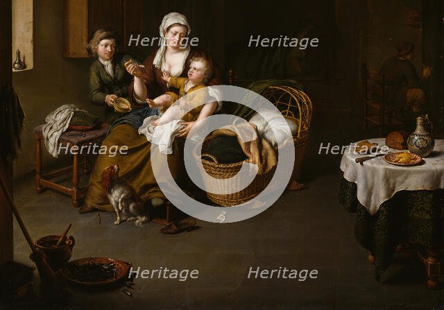 A Mother Feeding her Child (The Happy Mother), 1707. Creator: Willem van Mieris.